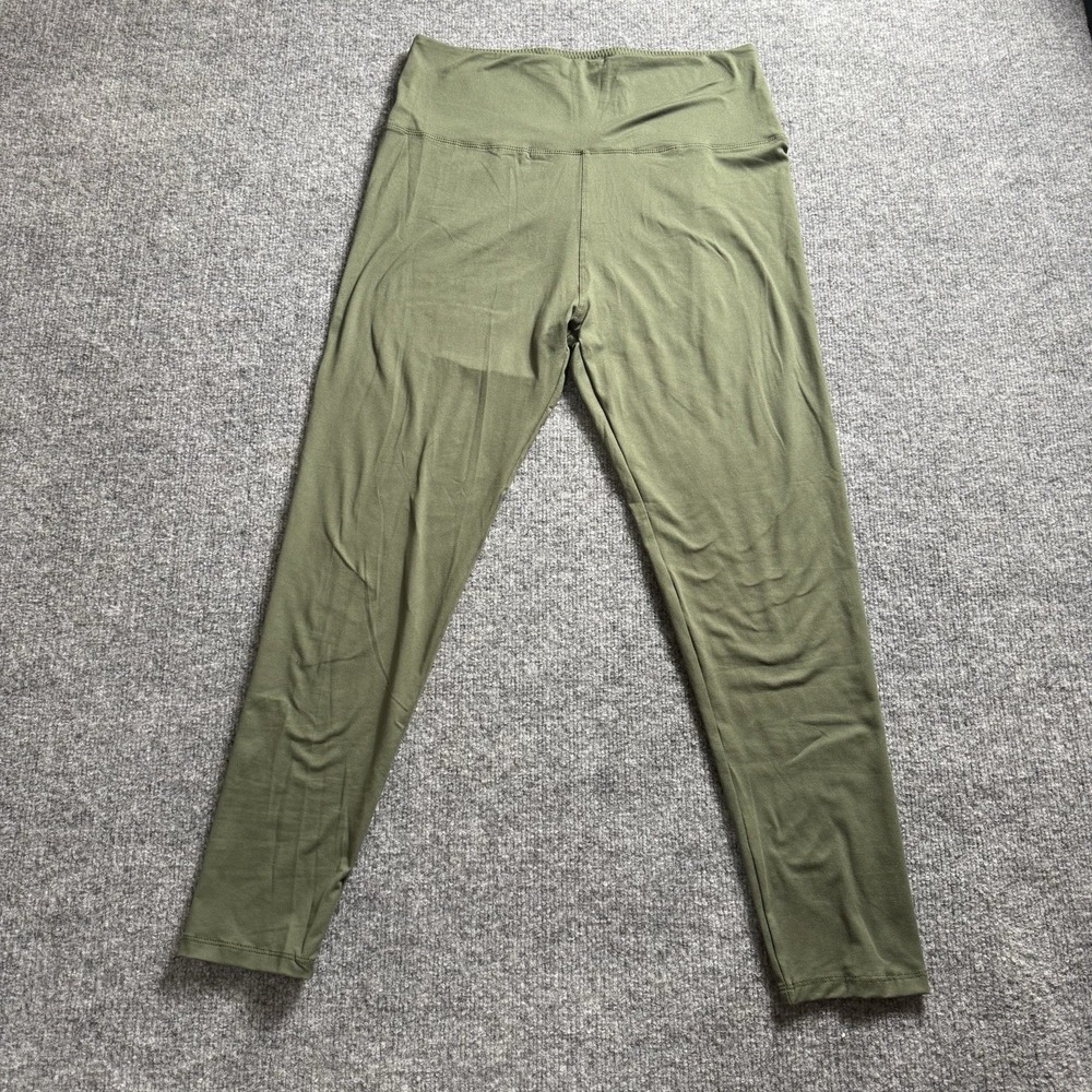 Women's High Waisted Leggings Olive Army Green‎ Ankle Length Yoga Pants 2X